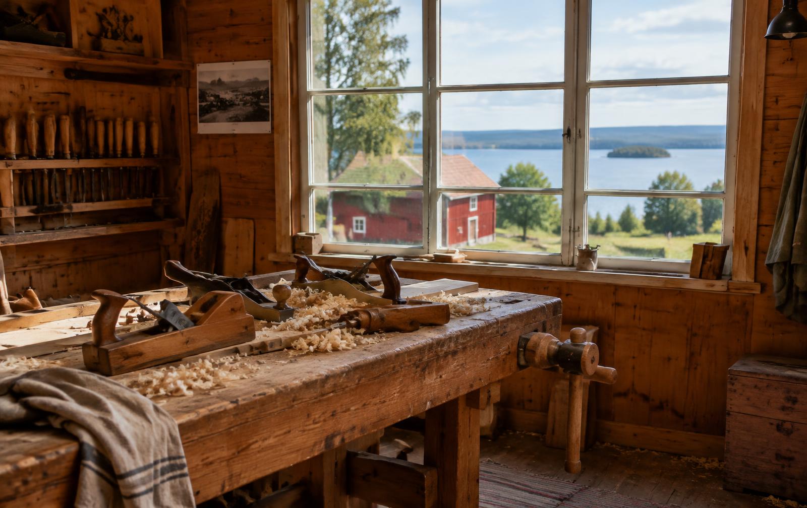 Snickeriverkstad med utsikt över Siljan